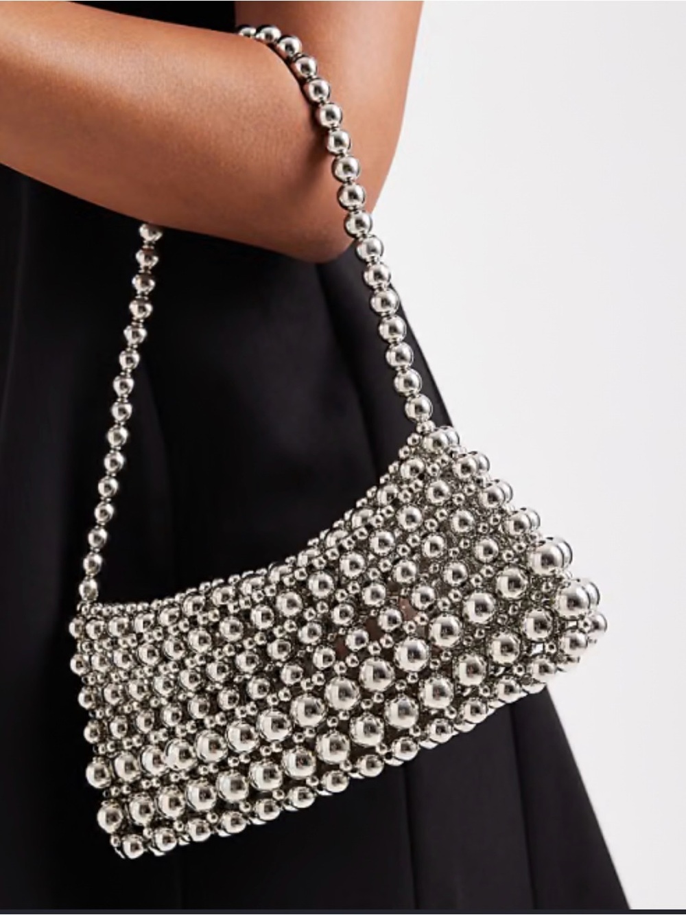 ASOS Silver Beaded Shoulder Bag